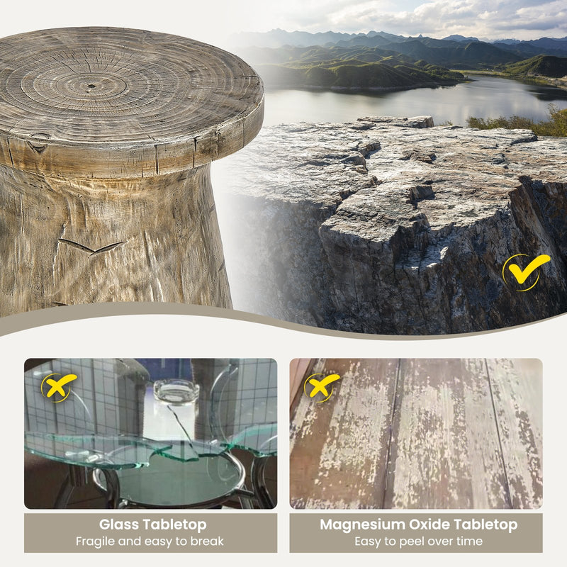 Farmhouse Hourglass-shaped Outdoor Side Table with Wood Grain