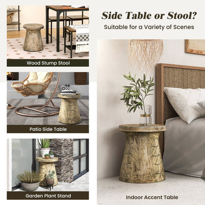 Farmhouse Hourglass-shaped Outdoor Side Table with Wood Grain