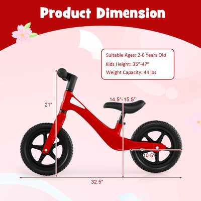 backordered - *Kids Balance Bike with Rotatable Handlebar for 2-6 Years Old - Red