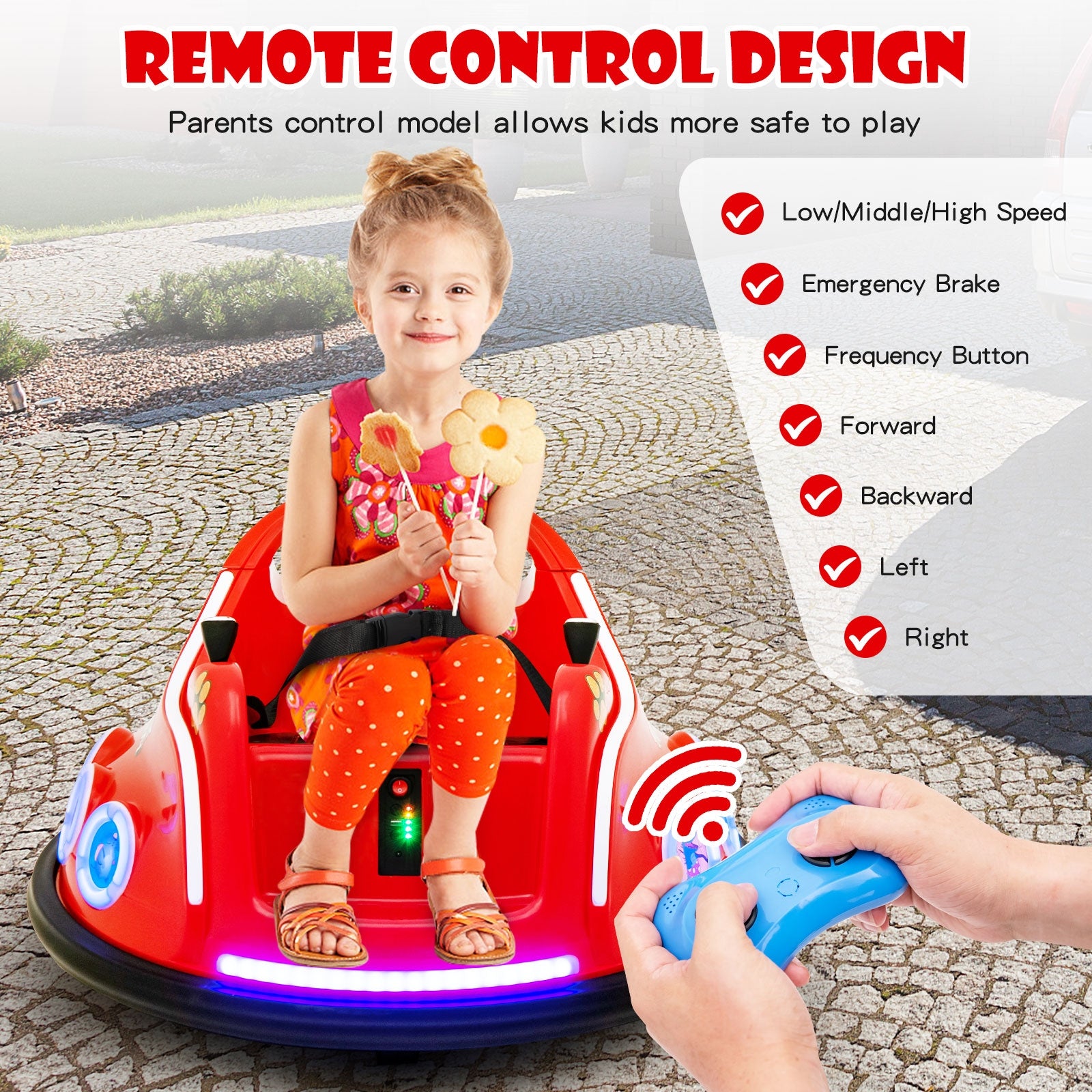 12v Inflatable Electric Ride 12V Electric Ride On Car with Remote Control and Flashing LED Lights-R