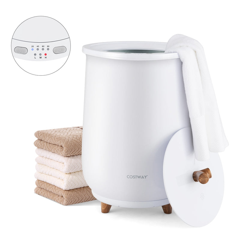 *23L Large Luxury Bucket-Style Towel Warmer with Fragrant Disc Holder - White
