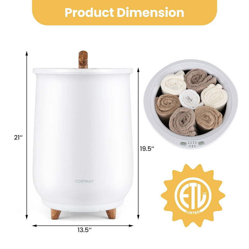 *23L Large Luxury Bucket-Style Towel Warmer with Fragrant Disc Holder - White