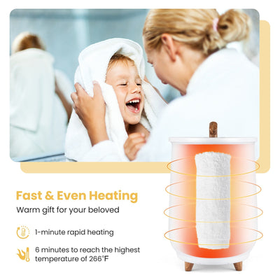 *23L Large Luxury Bucket-Style Towel Warmer with Fragrant Disc Holder - White