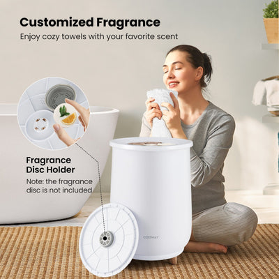 *23L Large Luxury Bucket-Style Towel Warmer with Fragrant Disc Holder - White