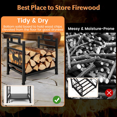 18.5 Inch Metal Firewood Rack with Dual Handles