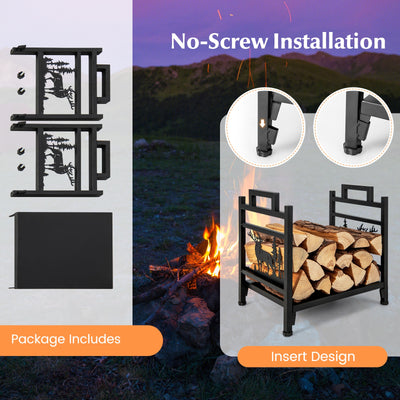 18.5 Inch Metal Firewood Rack with Dual Handles