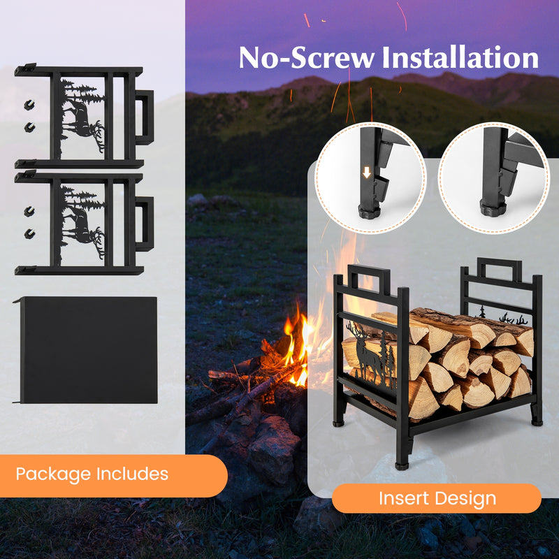 18.5 Inch Metal Firewood Rack with Dual Handles