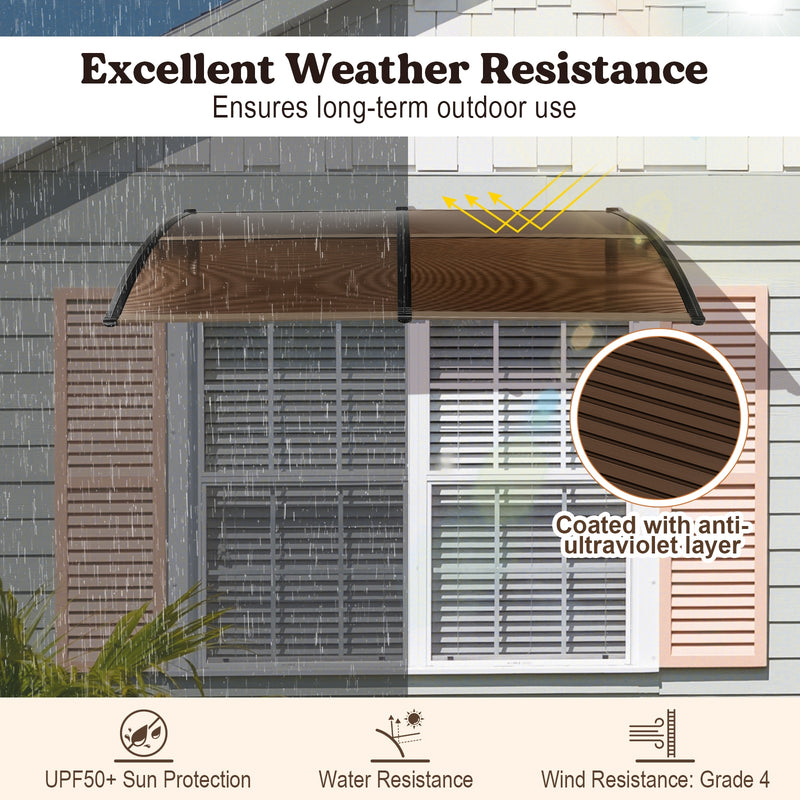 *Outdoor Front Door Patio Overhang Awning for Sunlight Rain Snow Wind Protection - 80 x 40 Inch