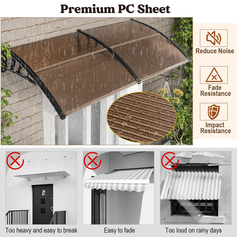 *Outdoor Front Door Patio Overhang Awning for Sunlight Rain Snow Wind Protection - 80 x 40 Inch