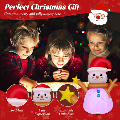 4 Feet Inflatable Christmas Snowman with 360° Rotating Colorful LED Light