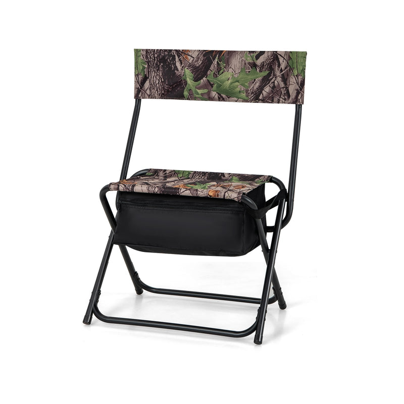 *Foldable Patio Chair with Storage Pocket Backrest for Camping Hiking - Camouflage
