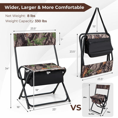 *Foldable Patio Chair with Storage Pocket Backrest for Camping Hiking - Camouflage