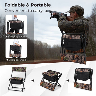 *Foldable Patio Chair with Storage Pocket Backrest for Camping Hiking - Camouflage
