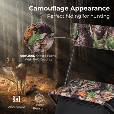 *Foldable Patio Chair with Storage Pocket Backrest for Camping Hiking - Camouflage