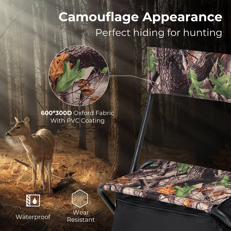 *Foldable Patio Chair with Storage Pocket Backrest for Camping Hiking - Camouflage