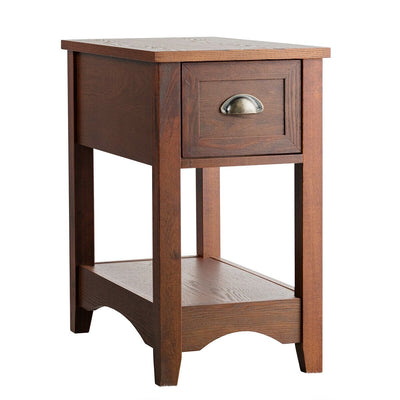 *Contemporary Chairside End Table Compact Table with Drawer Nightstand - Natural