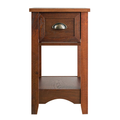 *Contemporary Chairside End Table Compact Table with Drawer Nightstand - Natural