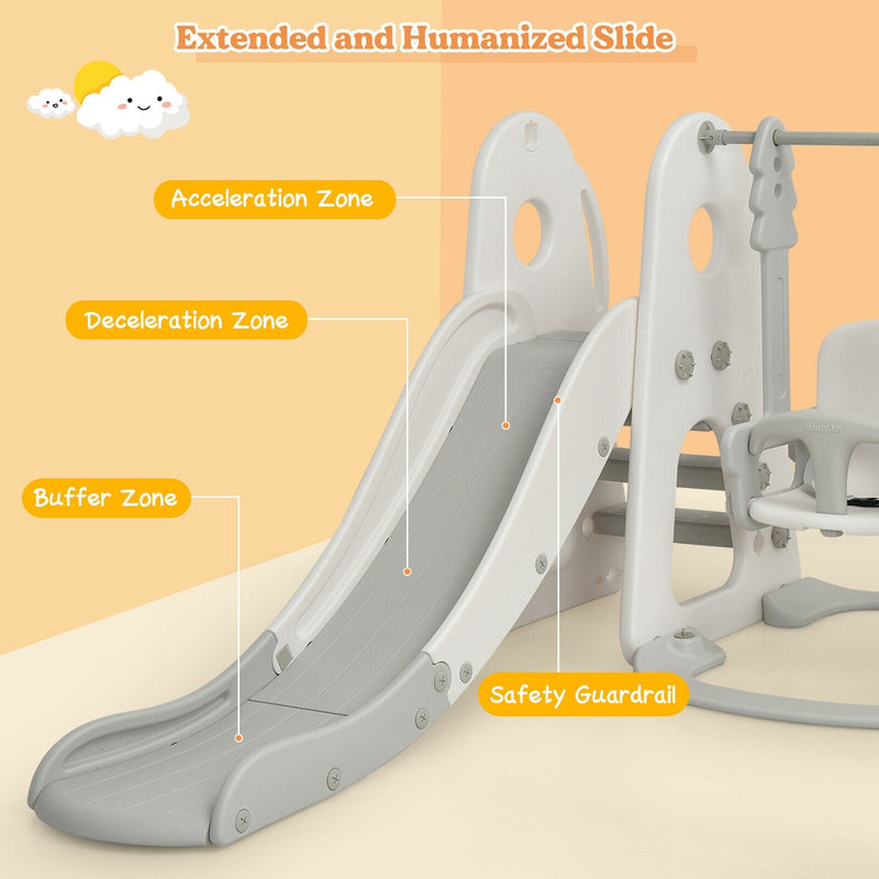 *6 in 1 Toddler Slide and Swing Set with Ball Games - White