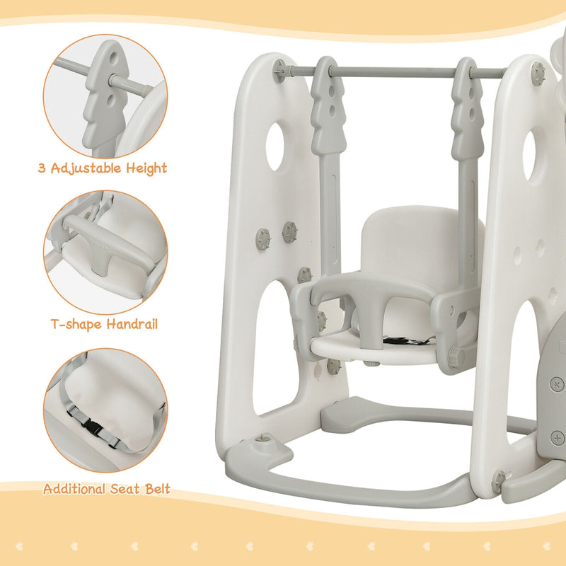 *6 in 1 Toddler Slide and Swing Set with Ball Games - White