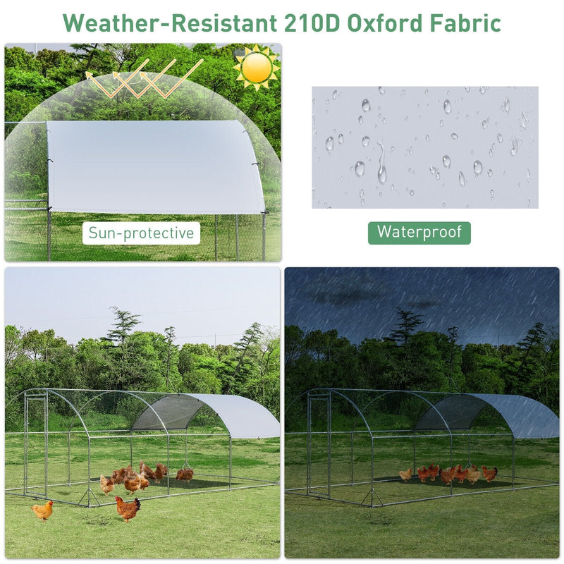 6.2 Feet/12.5 Feet/19 Feet Large Metal Chicken Coop Outdoor Galvanized Dome Cage with Cover-L
