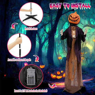5.6 Feet Halloween Animated Standing Pumpkin Scarecrow