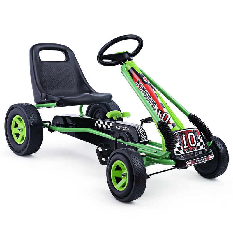 *4 Wheel Pedal Powered Ride On Car with Adjustable Seat - Green