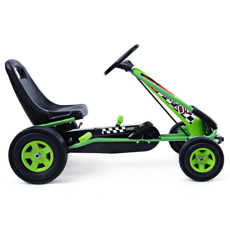 *4 Wheel Pedal Powered Ride On Car with Adjustable Seat - Green