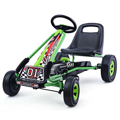 *4 Wheel Pedal Powered Ride On Car with Adjustable Seat - Green