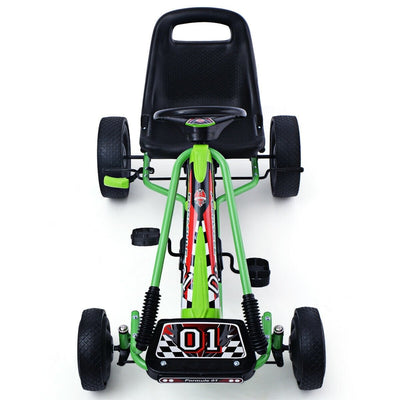 *4 Wheel Pedal Powered Ride On Car with Adjustable Seat - Green