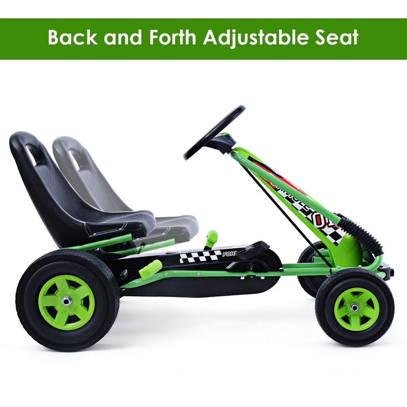 *4 Wheel Pedal Powered Ride On Car with Adjustable Seat - Green