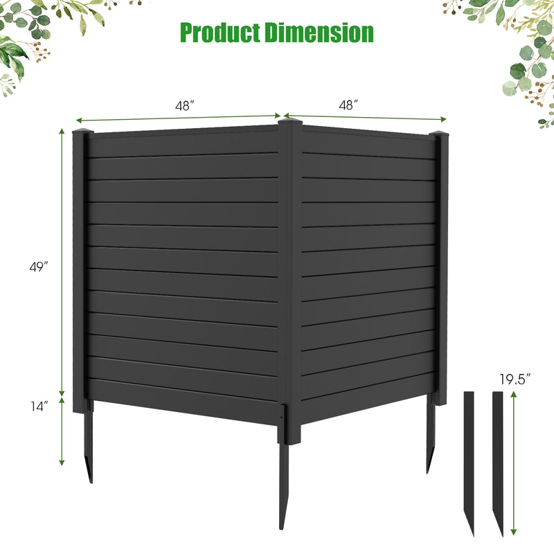 *Freestanding 48 x 48 Inch Air Conditioner Fence with Metal Ground Stakes - Black