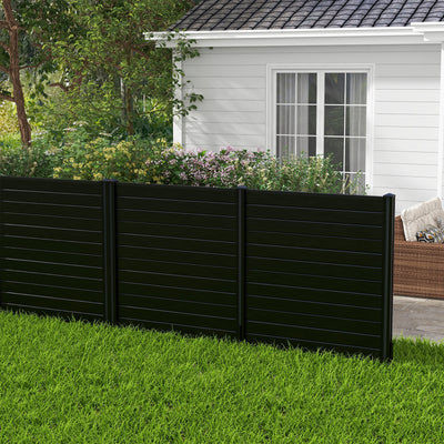 *Freestanding 48 x 48 Inch Air Conditioner Fence with Metal Ground Stakes - Black
