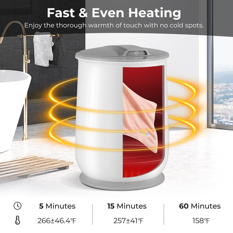 *Towel Warmer Bucket with Auto Shut Off for Bathroom - Gray/White
