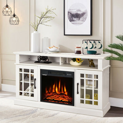 *48 Inch Electric Fireplace TV Stand with Cabinets for TVs Up to 55 Inch - White
