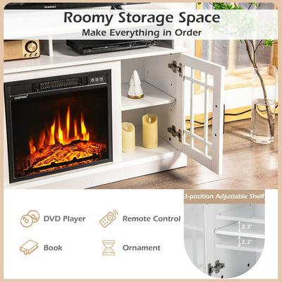 *48 Inch Electric Fireplace TV Stand with Cabinets for TVs Up to 55 Inch - White