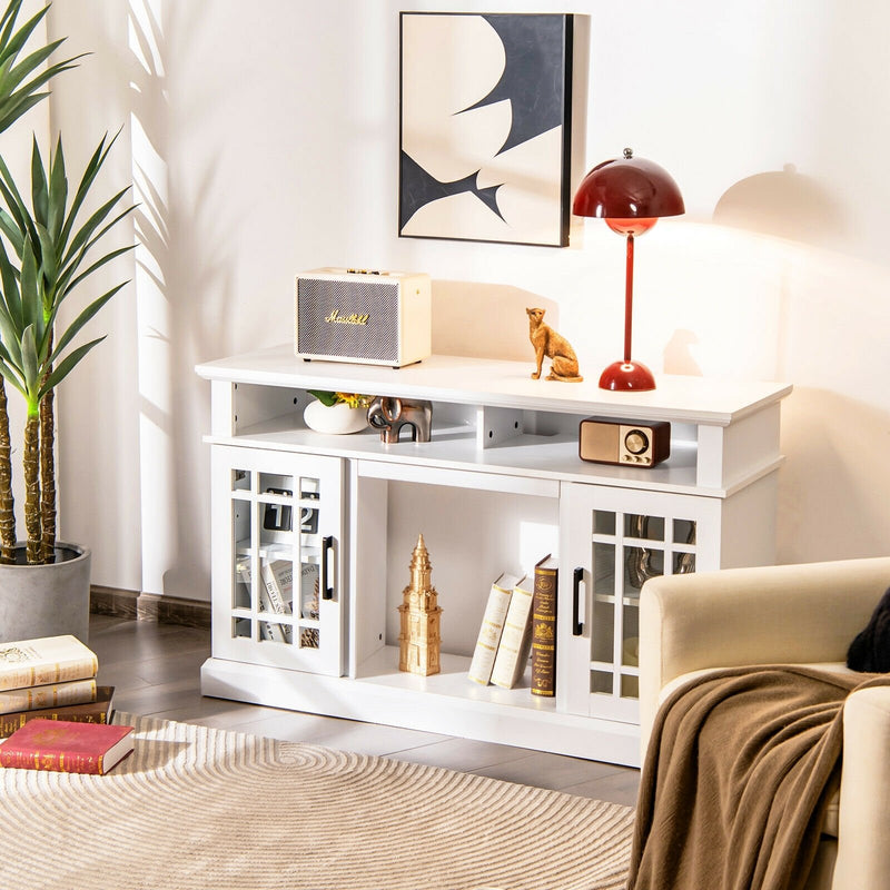 *48 Inch Electric Fireplace TV Stand with Cabinets for TVs Up to 55 Inch - White