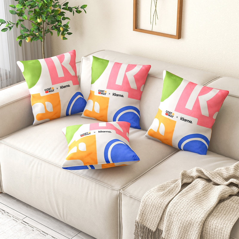 18 x 18 Inch Inches Square Throw Pillows with Removable and Washable Velvet Pillow Cases-Pink