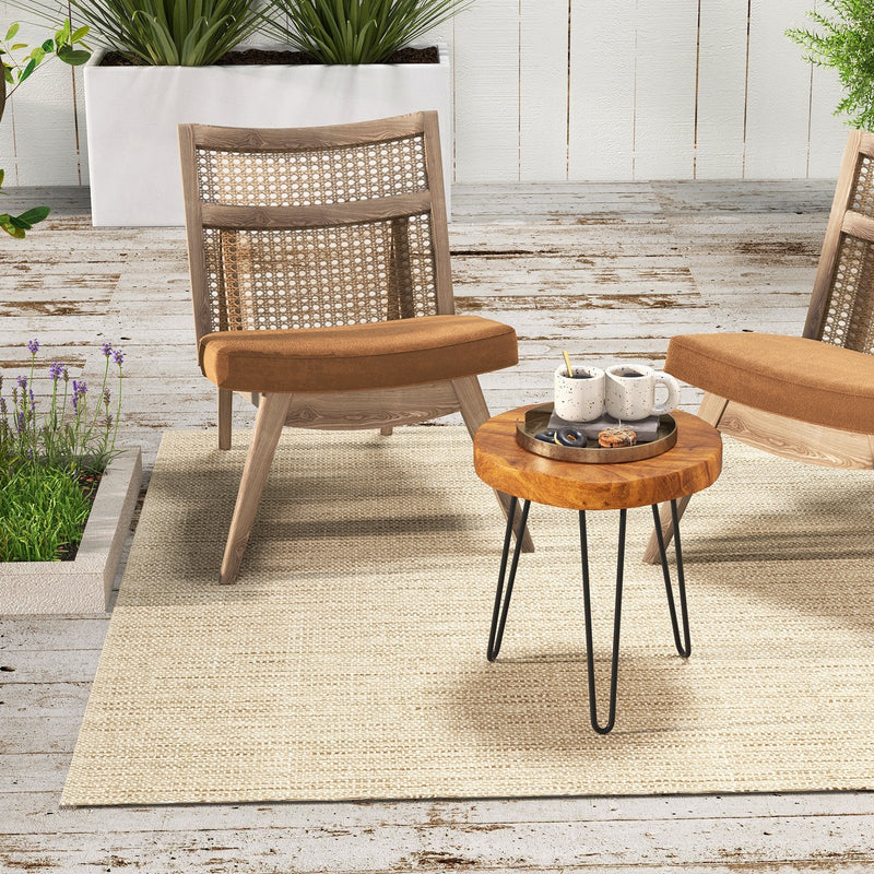 Round Reclaimed Recycled Indonesia Teak Wood End Table