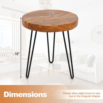 Round Reclaimed Recycled Indonesia Teak Wood End Table