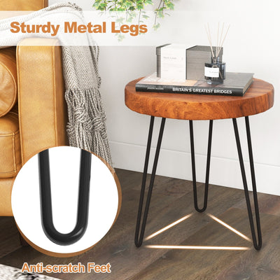 Round Reclaimed Recycled Indonesia Teak Wood End Table