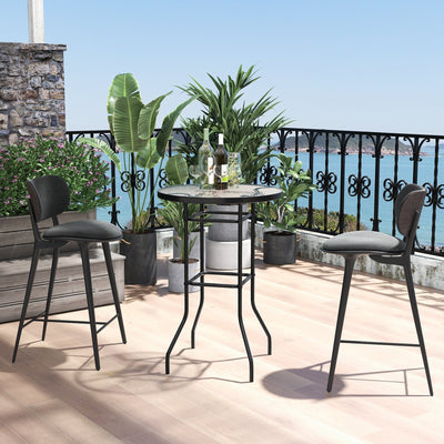 *38 Inch Patio Bar Table with Tempered Glass Tabletop
