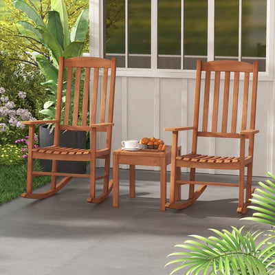 *Eucalyptus Wood Rocker Chair with Stable and Safe Rocking Base for Garden