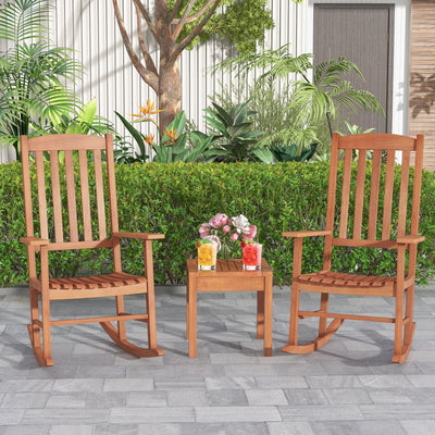 *Eucalyptus Wood Rocker Chair with Stable and Safe Rocking Base for Garden