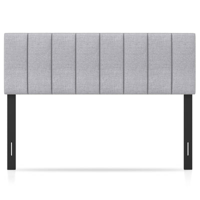 Linen Upholstered Headboard with Solid Wood Legs and Adjustable Width-Gray