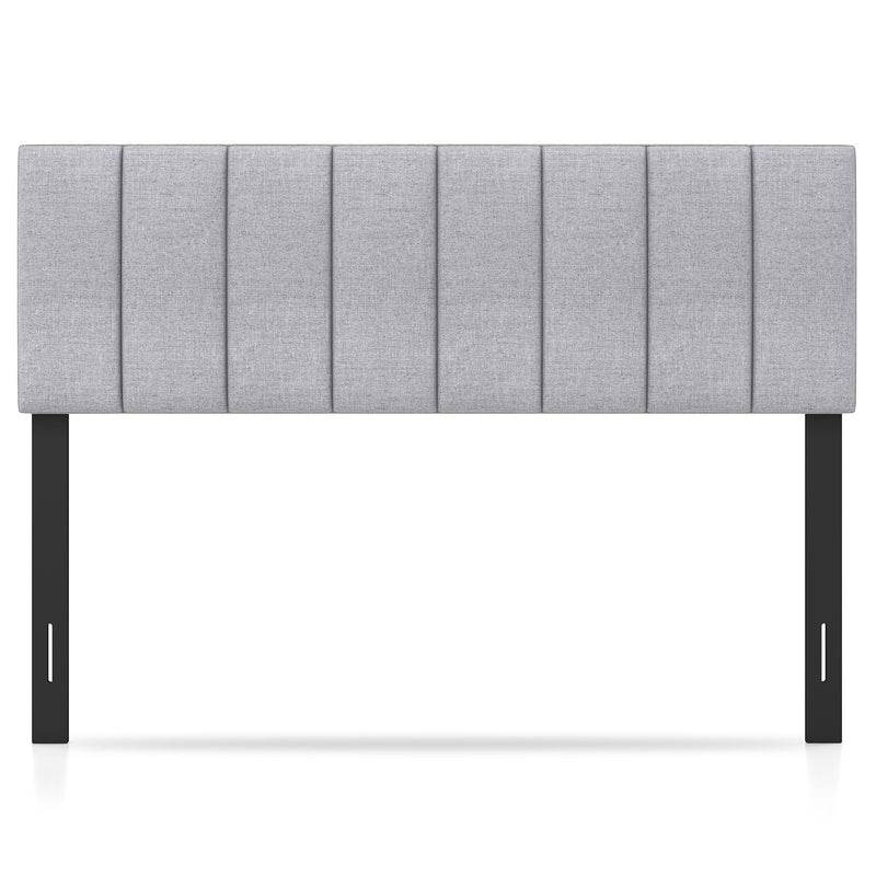 Linen Upholstered Headboard with Solid Wood Legs and Adjustable Width-Gray