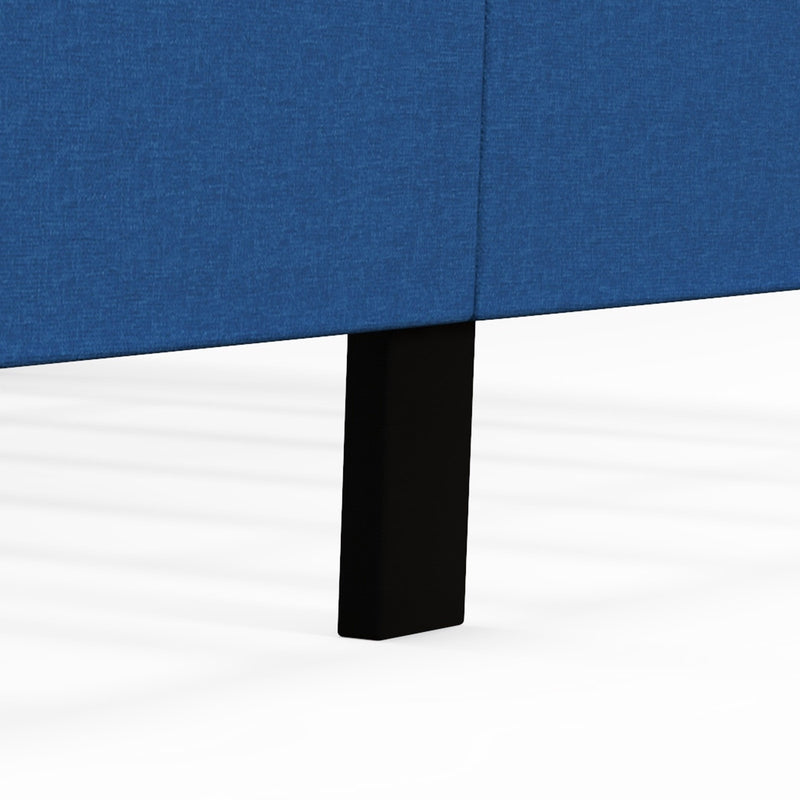 Queen Size Upholstered Platform Bed with Button Tufted Wingback Headboard-Blue