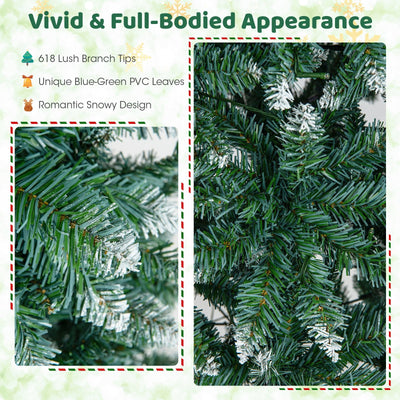 6 Feet Pre-Lit Artificial Christmas Tree with  618 Snowy Branch Tips
