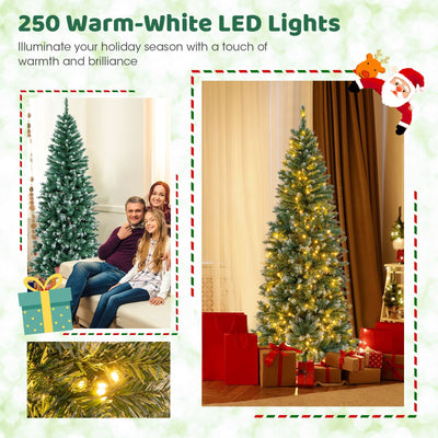 6 Feet Pre-Lit Artificial Christmas Tree with  618 Snowy Branch Tips