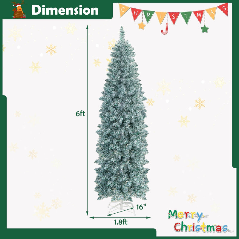5/6/7 FT Pre-lit Artificial Christmas Tree with Multi-color LED Lights-6 ft