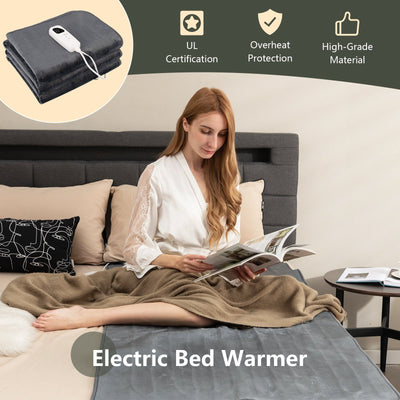 *Electric Heated Mattress Pad with 5 Heating Levels and Overheat Protection - Gray